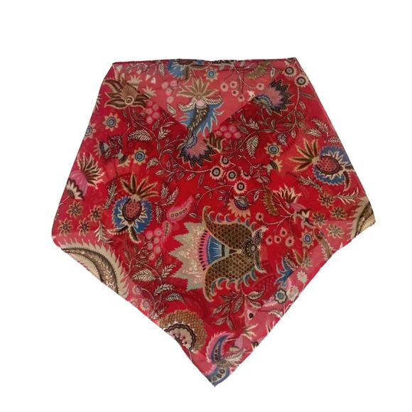 Red Brown Floral Print Scarf Wrap Pashmina Shawl Western Southwestern Boho - Picture 3 of 9